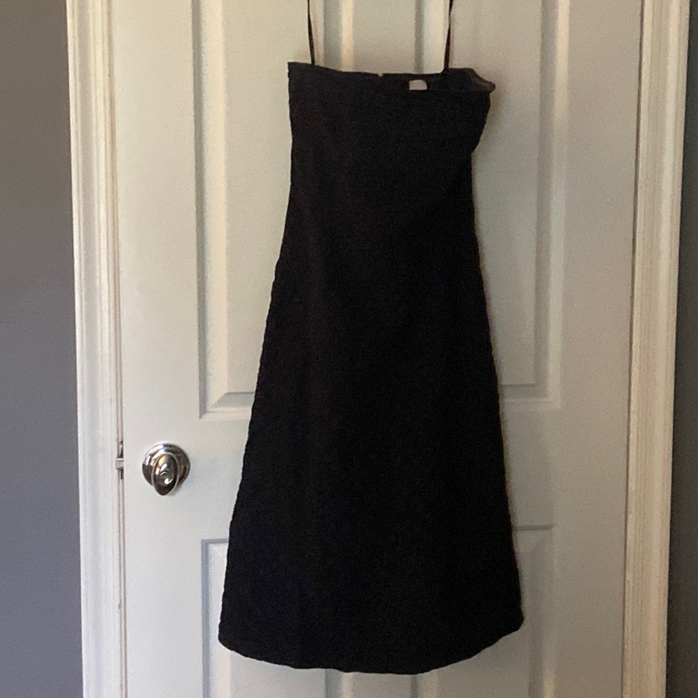 J crew Black strapless seersucker cotton dress